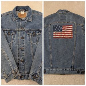 Vintage Levi's Trucker Jacket Medium Flag Mens Retro Outdoor Classic Everyday 83